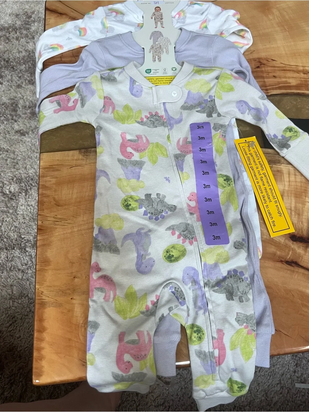 Burt's Bees Pastel Zip 3 Piece Sleeper Set